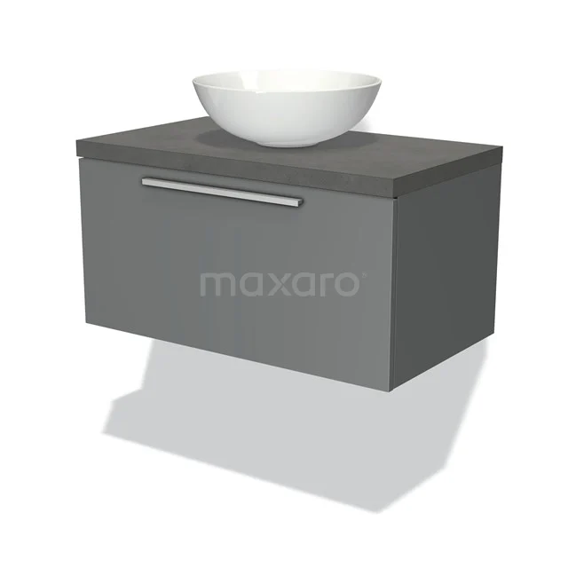 Modulo Plato Vanity units for countertop basin | 80 cm Mid grey Flat front Dark grey concrete worktop 1 drawer BMK11-00360