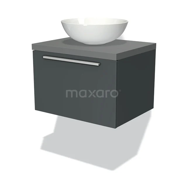Modulo Plato Vanity units for countertop basin | 60 cm Dark grey Flat front Mid grey worktop 1 drawer BMK11-00756