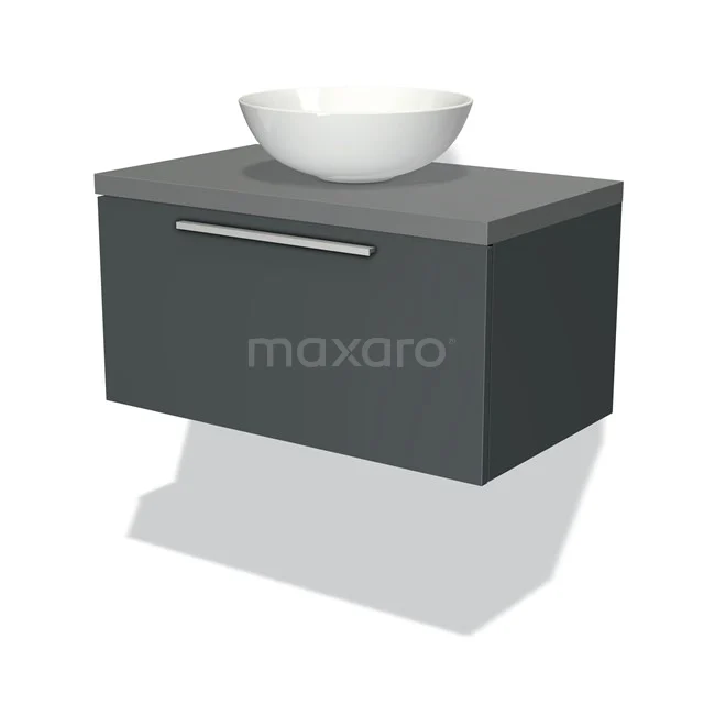 Modulo Plato Vanity units for countertop basin | 80 cm Dark grey Flat front Mid grey worktop 1 drawer BMK11-00795