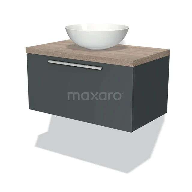 Modulo Plato Vanity units for countertop basin | 80 cm Dark grey Flat front Oak worktop 1 drawer BMK11-00807