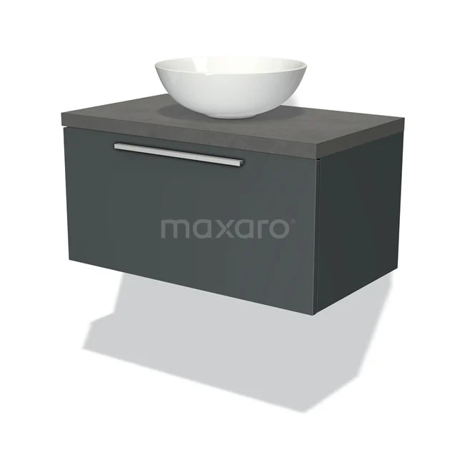 Modulo Plato Vanity units for countertop basin | 80 cm Dark grey Flat front Dark grey concrete worktop 1 drawer BMK11-00828