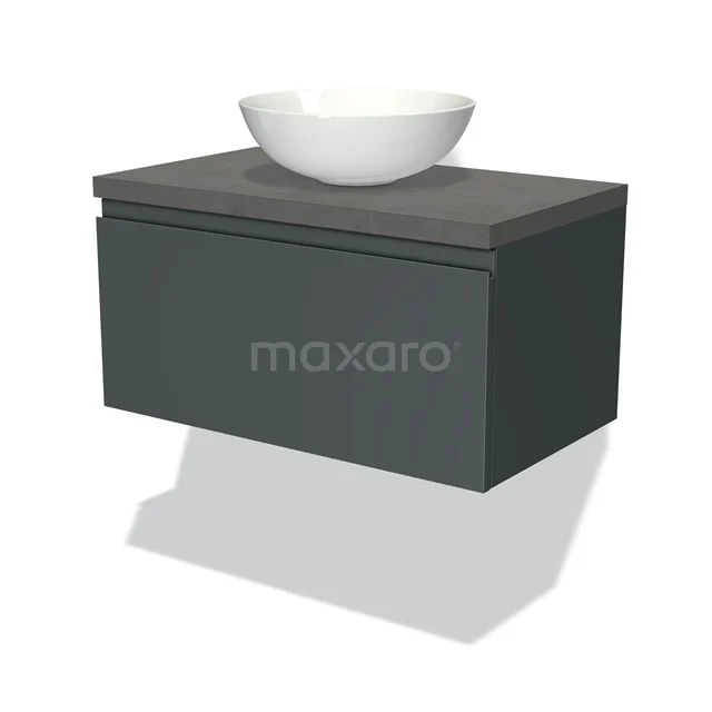 Modulo Plato Vanity units for countertop basin | 80 cm Dark grey Handle-less front Dark grey concrete worktop 1 drawer BMK11-00830