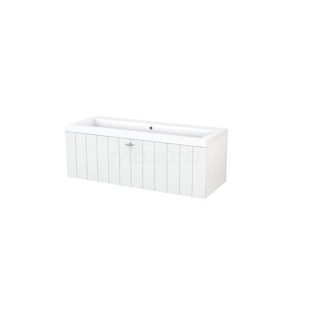 White rectangular bathtub with vertical panels, modern design, ideal for a stylish bathroom.