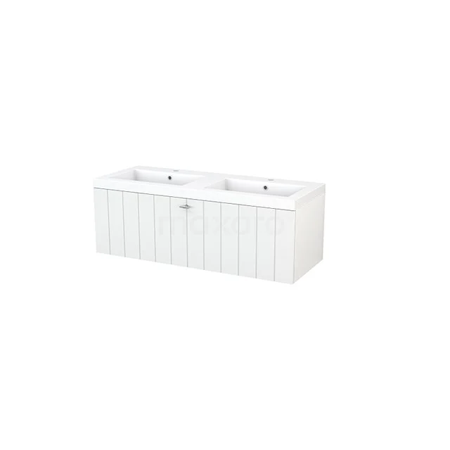 White vanity units with basin, sleek panel design, ideal for stylish and functional bathroom storage.