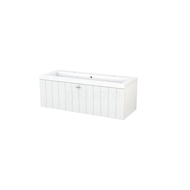 Modulo+ Bathroom furniture with sink | 120 cm High-gloss white Slat front Mineral marble 1 drawer BMP002030 Rectangular white bathtub with panel, modern design, ideal for a stylish and comfortable bathroom.