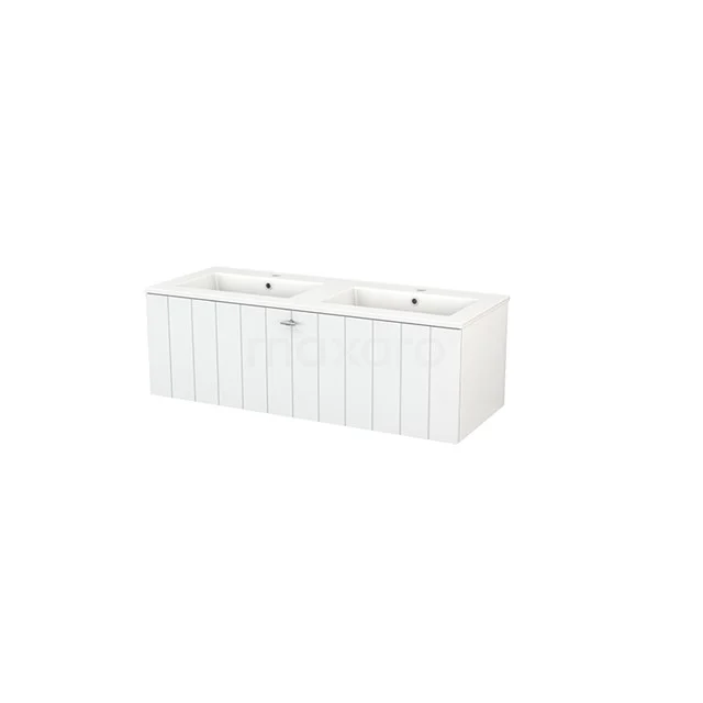 White double vanity unit with panel doors, timeless design and plenty of storage space for stylish bathroom organisation.