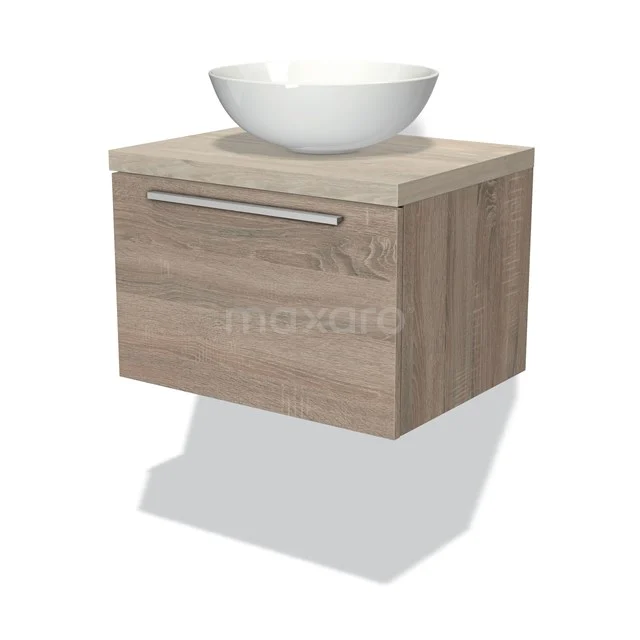Modulo Plato Vanity units for countertop basin | 60 cm Oak Flat front Light grey oak worktop 1 drawer BMK11-01077