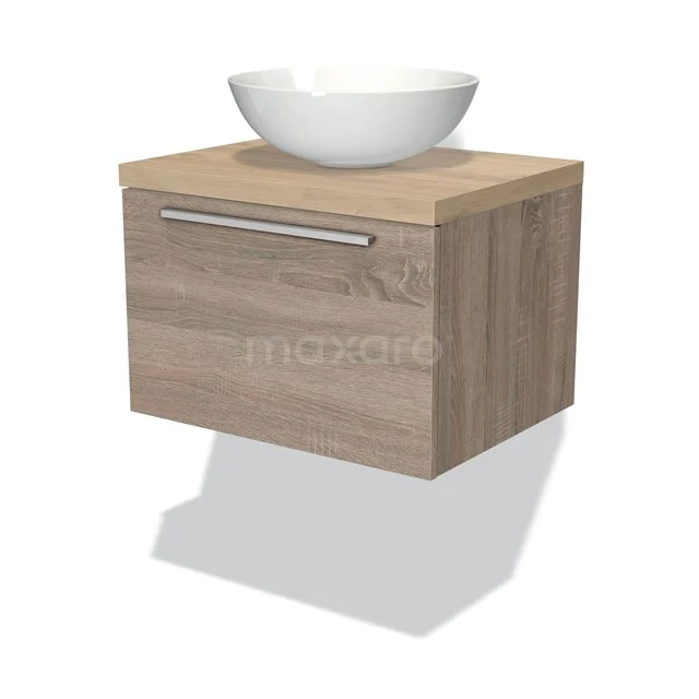 Modulo Plato Vanity units for countertop basin | 60 cm Oak Flat front Light brown oak worktop 1 drawer BMK11-01079