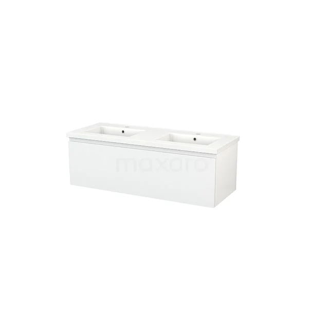 White double vanity unit in modern design, made of high-quality materials, perfect for a sleek bathroom style.
