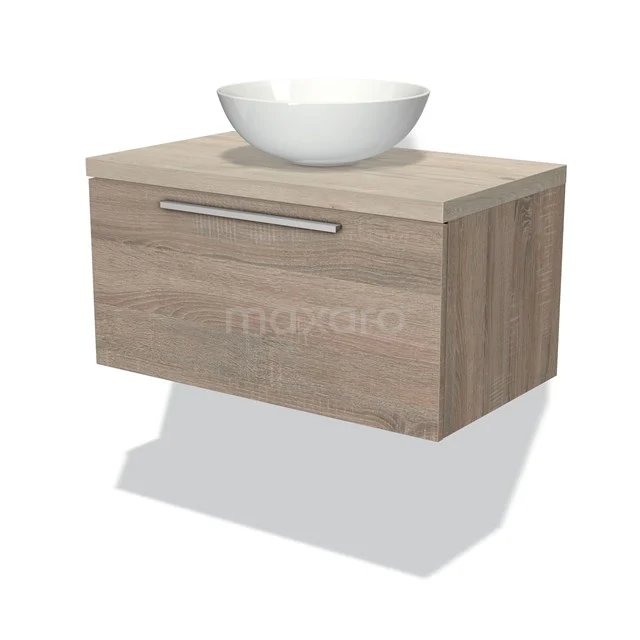Modulo Plato Vanity units for countertop basin | 80 cm Oak Flat front Light grey oak worktop 1 drawer BMK11-01103
