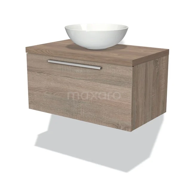 Modulo Plato Vanity units for countertop basin | 80 cm Oak Flat front Mid brown oak worktop 1 drawer BMK11-01107