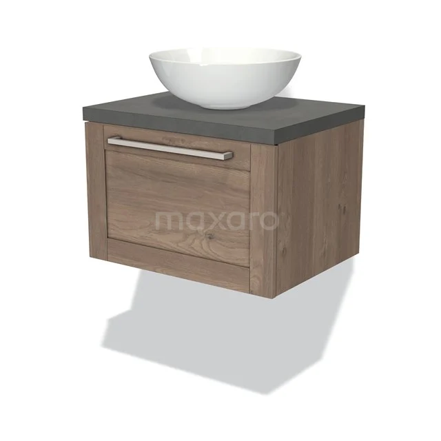 Wooden bathroom unit with grey Basin worktop and white basin worktop, compact design ideal for modern bathrooms.