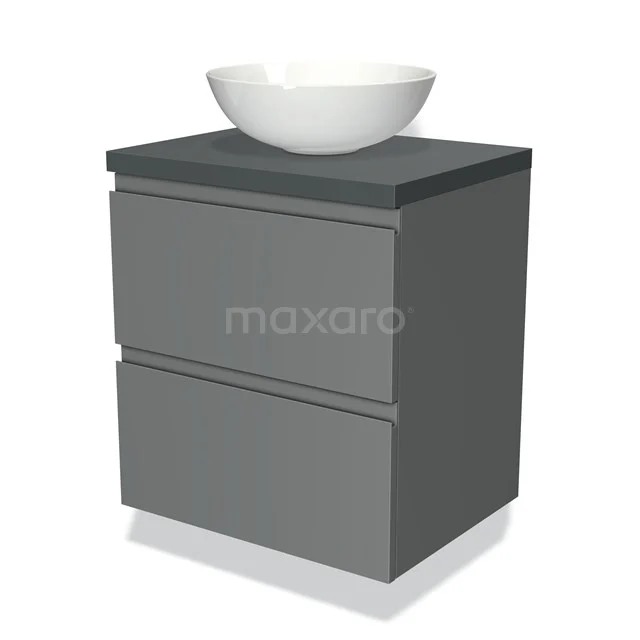Grau Badmöbel mit zwei Schubladen und weißem, komformenten Waschbecken, moderne Verarbeitung ideal für zeitgemäße Bäder.