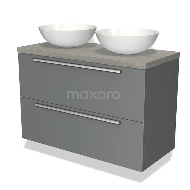 Grey Bathroom unit with vanity units with basin, modern design and ceramic bowls, ideal storage space for a stylish interior.