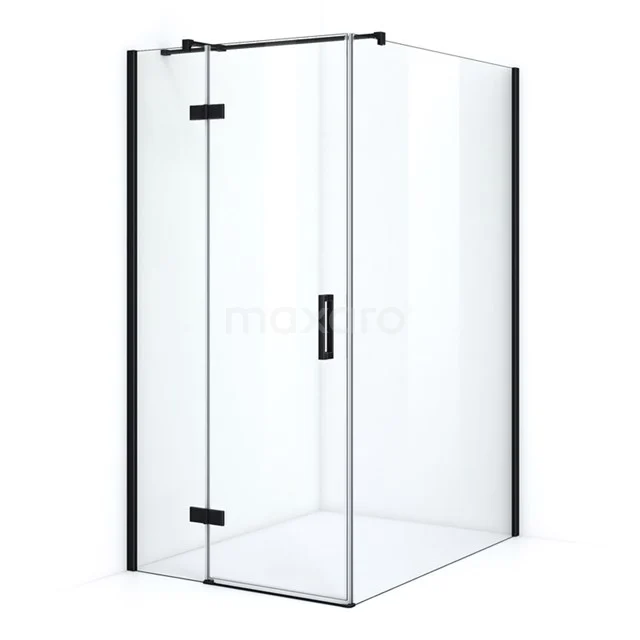 Shower enclosure rectangular black frame, clear glass, including door; stylish addition for a modern bathroom.