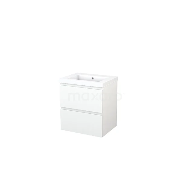 White bathroom cabinet with two drawer fronts, compact design, suitable for modern bathrooms, made of high-quality MDF material.