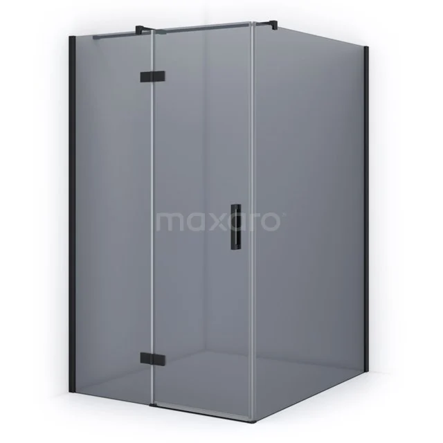 Pearl Shower enclosure | 140x120 cm Matte black Smoke glass Pivot door Rectangle CPB1466311M Black glass shower screen from the modern DesignLine series, ideal as a stylish addition to any bathroom.