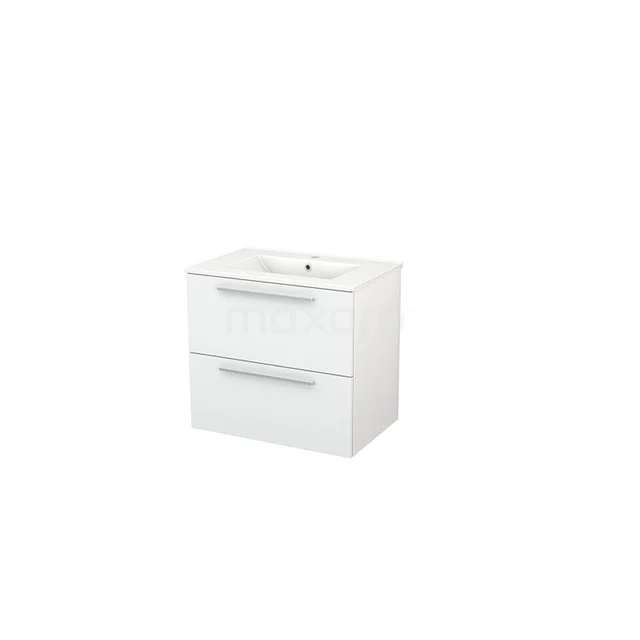 Modulo+ Waschtische | 70 cm Hochglanz Weiß Flach front Keramik 2 übereinanderliegende Schubladen BMP002497 Weißes Waschtisch mit zwei Schubladen, modernes Designserie, geeignet für Badezimmerlagerung, aus hochwertigem Material gefertigt.