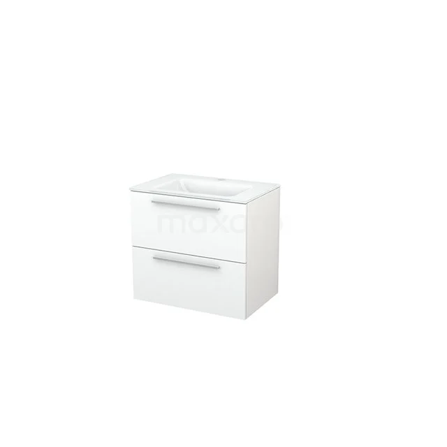 White bathroom cabinet with two drawers, glossy finish and sleek design, ideal for extra storage space in modern bathrooms.