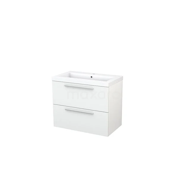 White bathroom unit with basin, two soft-close drawers and a modern, sleek design, ideal for any bathroom style.