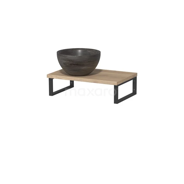 Modulo Pico Basin worktop with countertop wash basin | 41 cm Light brown oak Blue stone Natural stone TMK01-00407