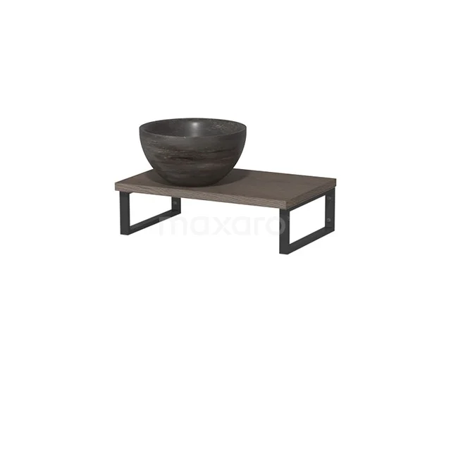 Modulo Pico Basin worktop with countertop wash basin | 41 cm Dark brown oak Blue stone Natural stone TMK01-00409