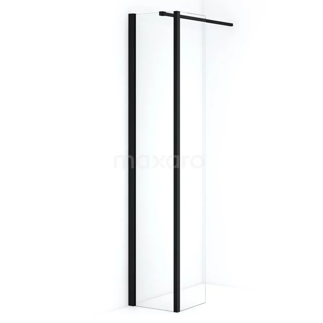 Diamond Inloopdouche | 40 cm Mat zwart Helder glas Vaste wand met zijwand IDC0403110MBN