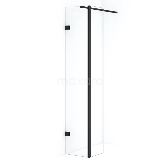 Diamond Inloopdouche | 40 cm Mat zwart Helder glas Vaste wand met zijwand IDC0403120MBN