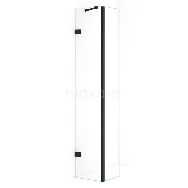 Diamond Inloopdouche | 40 cm Mat zwart Helder glas Vaste wand met zijwand IDC0403220MBN