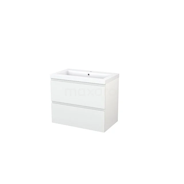 White bathroom unit with 2 soft-close drawers, modern design, including ceramic vanity units with basin from the Nova series.