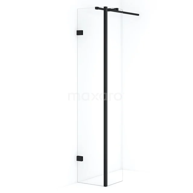 Diamond Inloopdouche | 40 cm Mat zwart Helder glas Vaste wand met zijwand IDC0403320MBN