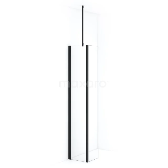 Diamond Walk-in shower | 40 cm Matte black Clear glass Fixed wall with side panel IDC0403710MBN