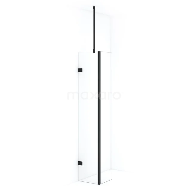 Diamond Inloopdouche | 40 cm Mat zwart Helder glas Vaste wand met zijwand IDC0403720MB