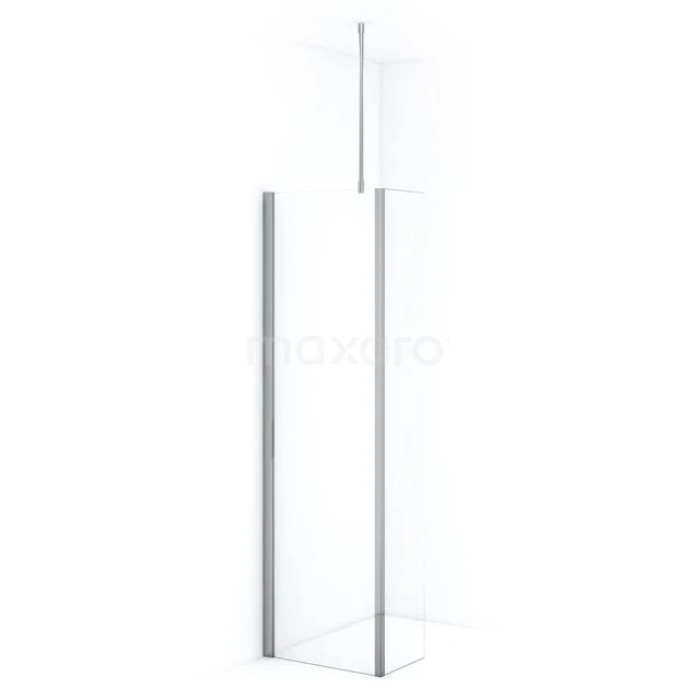 Diamond Walk-in shower | 50 cm Chrome Clear glass Fixed wall with side panel IDC0503710C Free-standing stainless steel towel holder, silver colour, modern design, ideal for any bathroom decor.