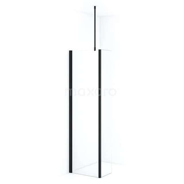 Diamond Inloopdouche | 50 cm Mat zwart Helder glas Vaste wand met zijwand IDC0503710MBN