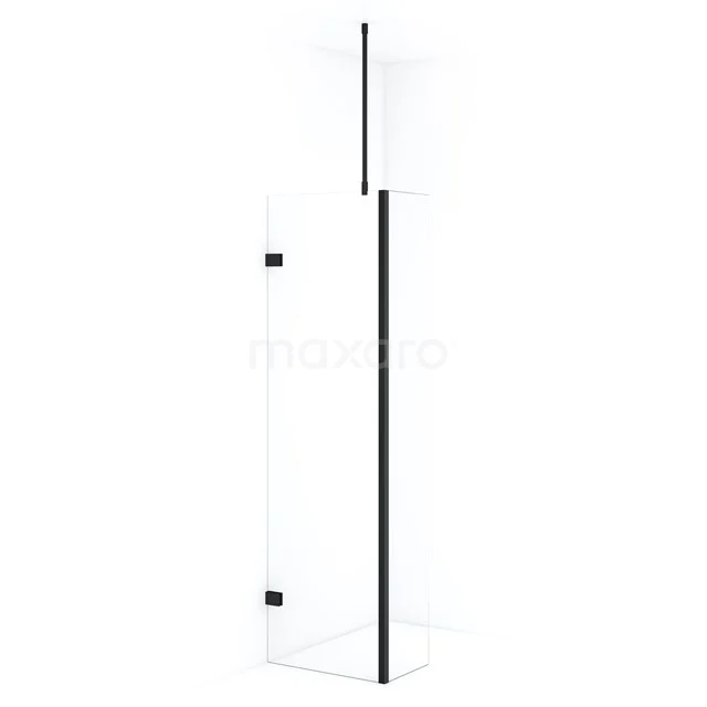 Diamond Walk-in shower | 50 cm Matte black Clear glass Fixed wall with side panel IDC0503720MB Black walk-in shower with clear glass and slim profiles, perfect for a modern bathroom.