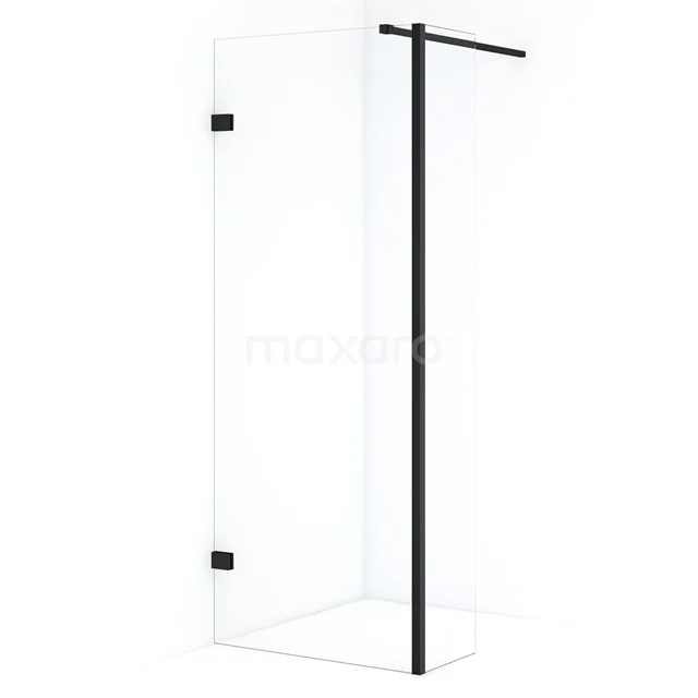 Diamond begehbare Dusche | 80 cm Matt Schwarz Feste Wand mit Seitenwand IDC0803120MB Schwarze Gläserne Duschwand mit Drehtür und Matt Schwarz Rahmen, moderne Badezimmerlösung für einen klaren und stilvollen Look.