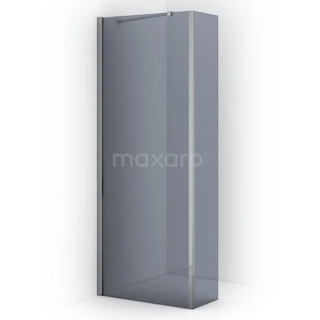 Diamond Walk-in shower | 80 cm Chrome Smoke glass Fixed wall with side panel IDC0803211C