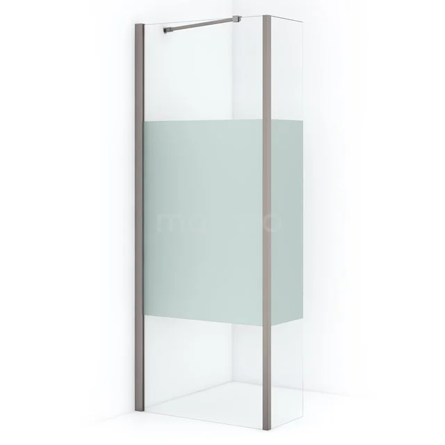 Diamond Walk-in shower | 80 cm Stainless steel Clear with matt strip Fixed wall with side panel IDC0803213BRN