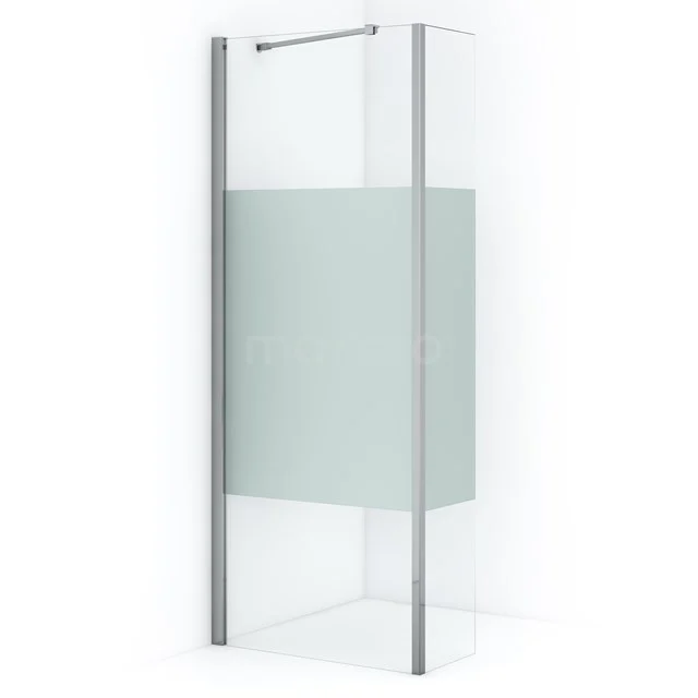 Duschwand mit Mattglas und Aluminiumprofilen, ideal für Privatsphäre im Badezimmer. Modernes Design, geeignet für kleine Räume.