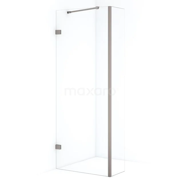 Klarer Glas Duschwand mit Edelstahl Profil, minimalistisches Design; ideal für moderne Bäder.