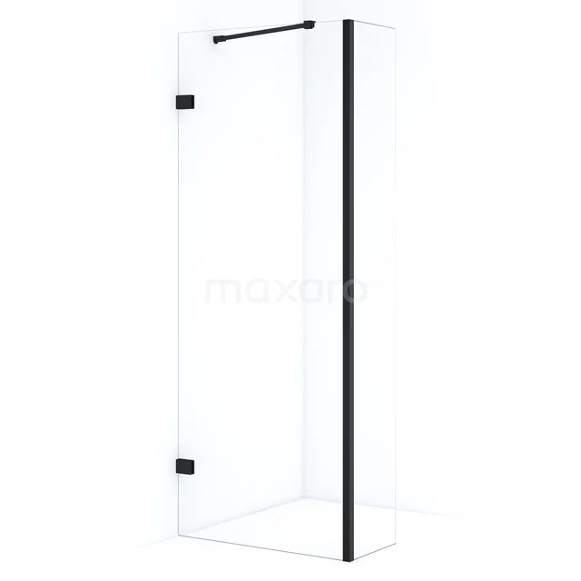 Diamond Walk-in shower | 80 cm Matte black Clear glass Fixed wall with side panel IDC0803220MBN