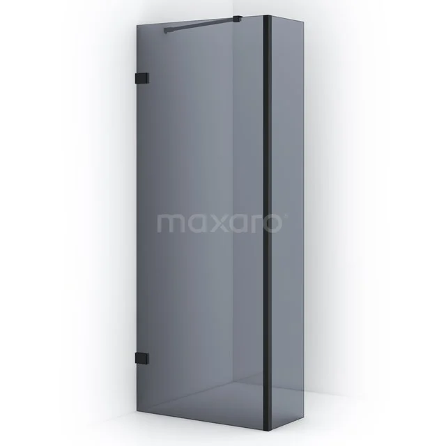 Diamond Walk-in shower | 80 cm Matte black Smoke glass Fixed wall with side panel IDC0803221MB