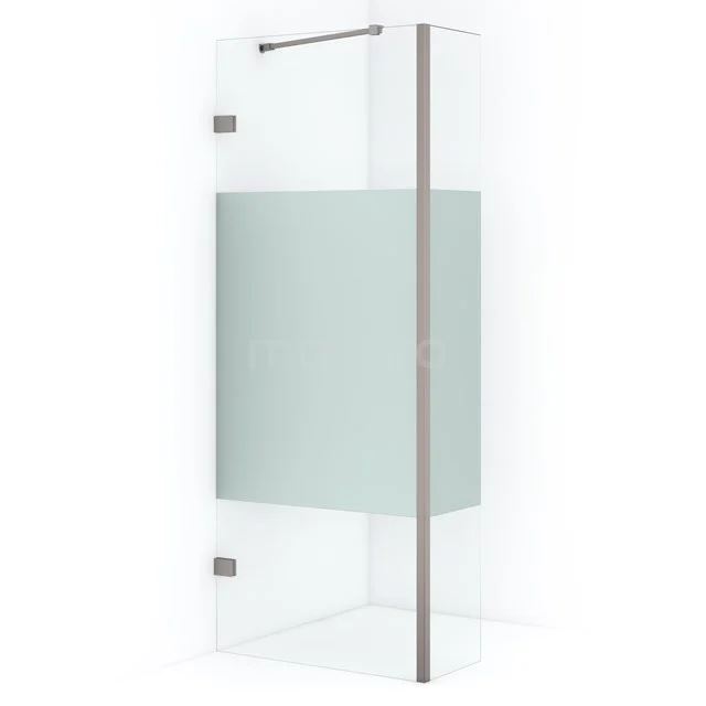Diamond Walk-in shower | 80 cm Stainless steel Clear with matt strip Fixed wall with side panel IDC0803223BRN
