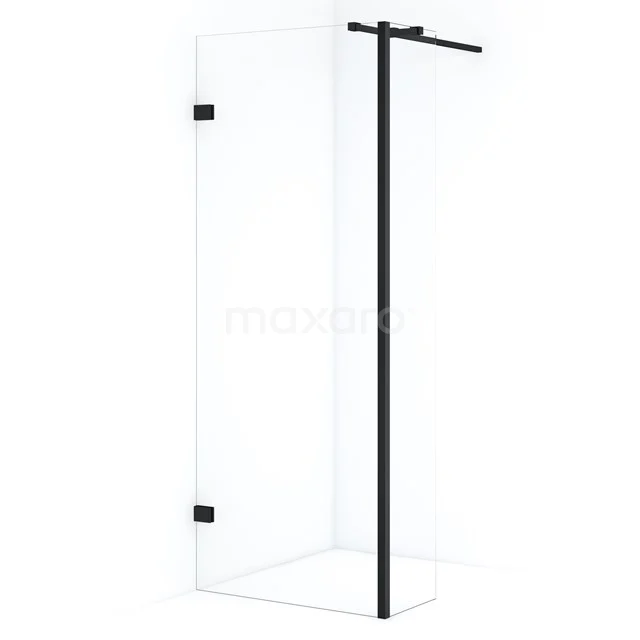 Diamond Walk-in shower | 80 cm Matte black Clear glass Fixed wall with side panel IDC0803320MBN