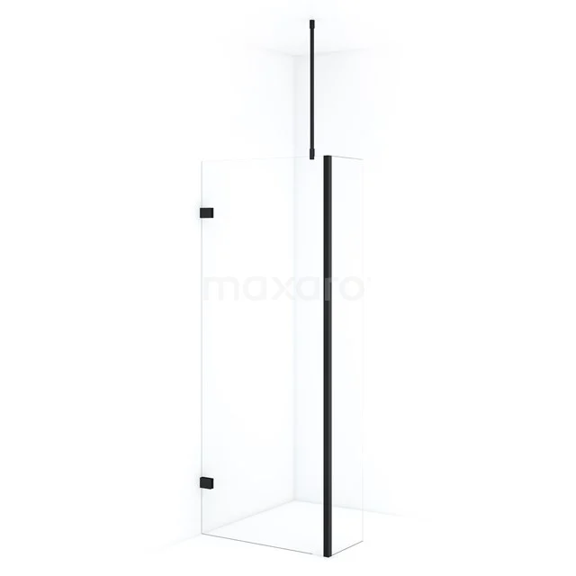 Diamond begehbare Dusche | 70 cm Matt Schwarz Feste Wand mit Seitenwand IDC0703720MB Glasene Duschwand mit schwarzen Profilen, moderne Eckanordnung, ideal für eine stilvolle Badezimmergestaltung.