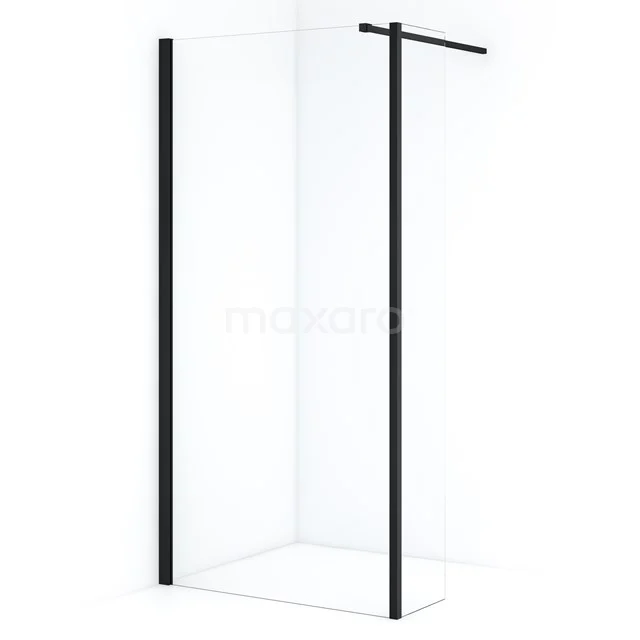 Diamond Inloopdouche | 100 cm Mat zwart Helder glas Vaste wand met zijwand IDC1003110MBN