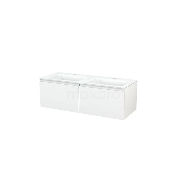 White bathroom unit with double basin, sleek design, soft-close drawers and high-gloss finish for modern bathrooms.