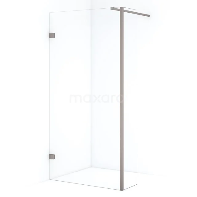 Diamond begehbare Dusche | 90 cm Edelstahl Feste Wand mit Seitenwand IDC0903120BRN Transparente Glastür Duschewand mit modernem Edelstahl-Profil, ideal für ein stilvolles und räumliches Badezimmerdesign.