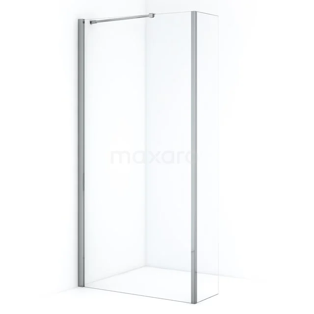 Glass walk-in shower enclosure with silver frame, modern design for a stylish bathroom layout.